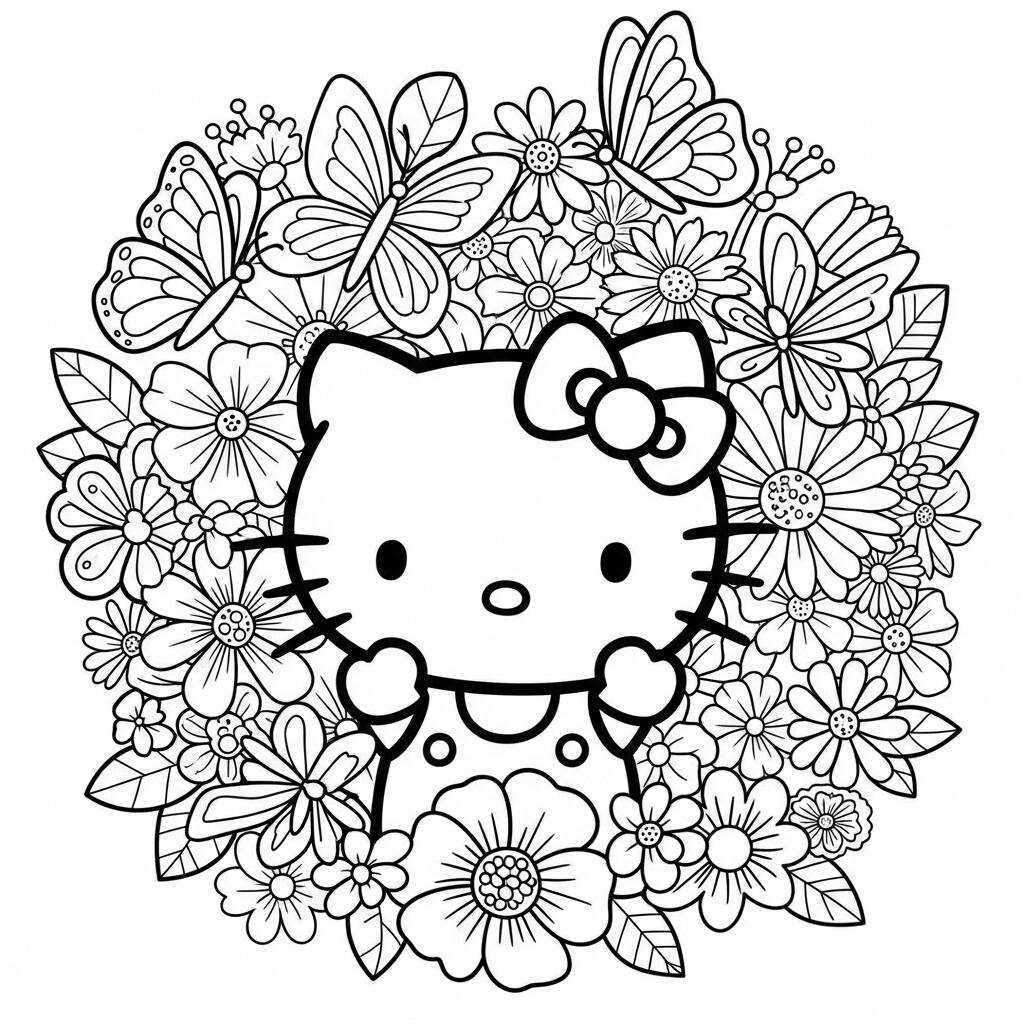 Desenho da Hello Kitty Kawaii para Colorir